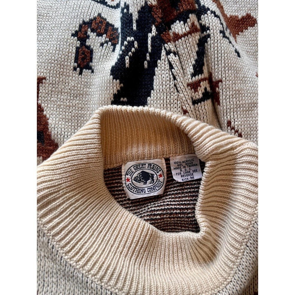 Vintage Great Plains Southwestern Horse Knit Sweater Mens M Boxy Western Graphic - Picture 6 of 11